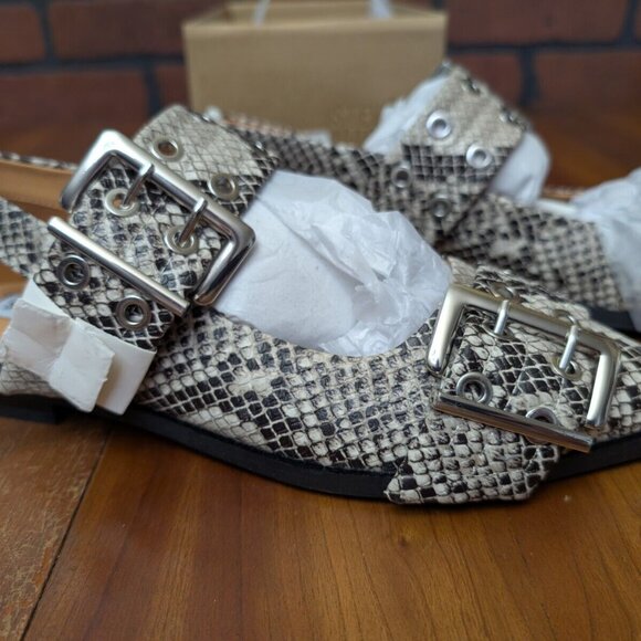 Steve Madden Women Sandals Flats Graya Snake Size 8 New - Picture 2 of 7